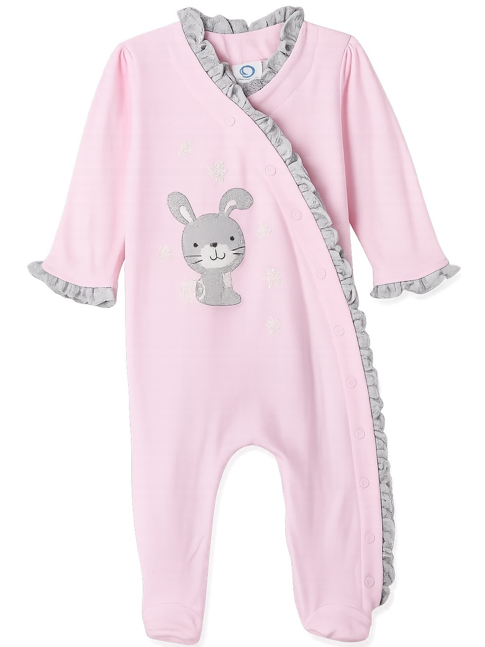 Gerber Baby Girl Pink Gray Bunny Ruffle Sleep N Play Footie 3-6 Months